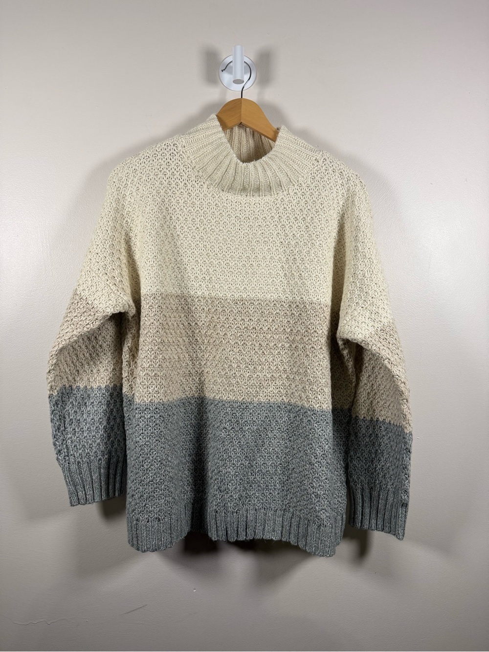 J. Jill Cream, Tan & Gray Chunky Turtleneck Sweater